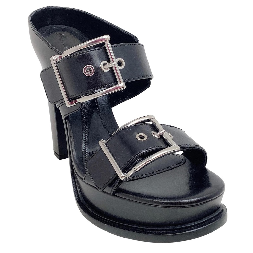 Alexander McQueen Black Chunky Buckle Heels